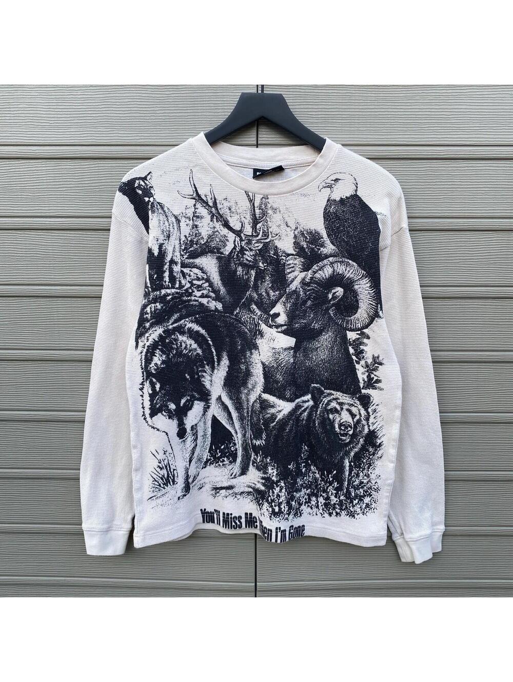 Pleasures Revival Thermal Mens Long Sleeve Sweatshirt Size Large Nature Graphics